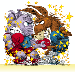 REPUBLICANS VERSUS DEMOCRATS by Daryl Cagle