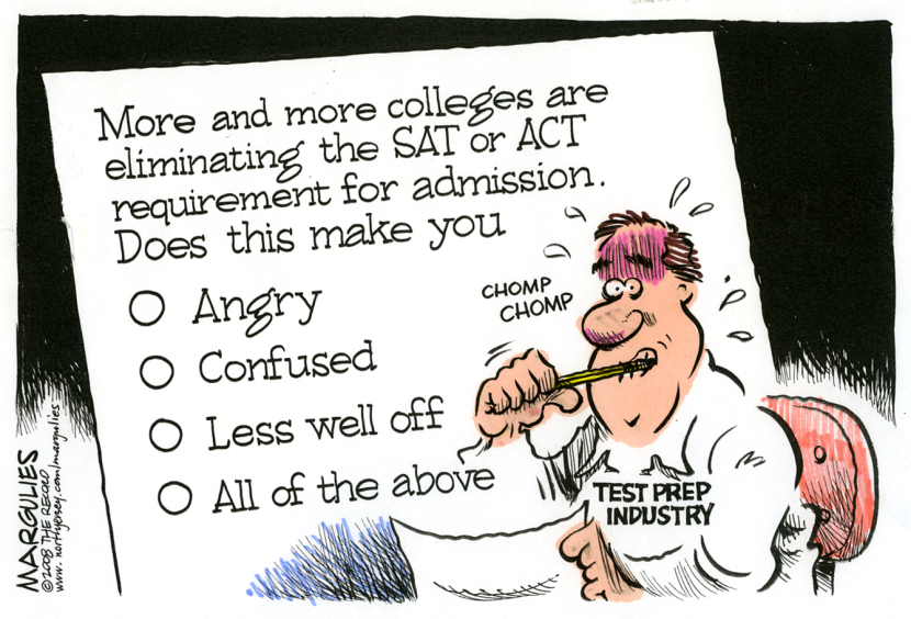 Colleges eliminating SAT requirement color