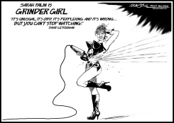 SARAH PALIN GRINDER GIRL B/W  by J.D. Crowe