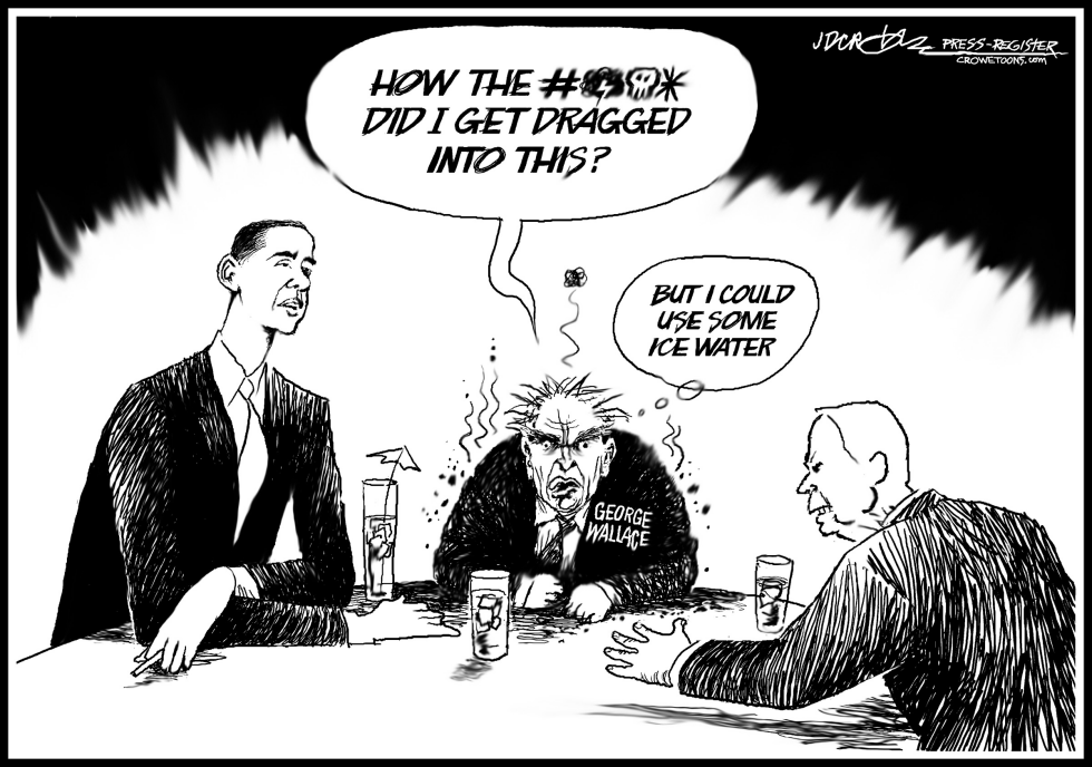 Obama, McCain and George Wallace b/w