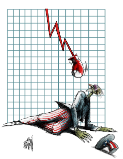 UNCLE SAM SOCKED BY STOCK MARKET by Angel Boligan