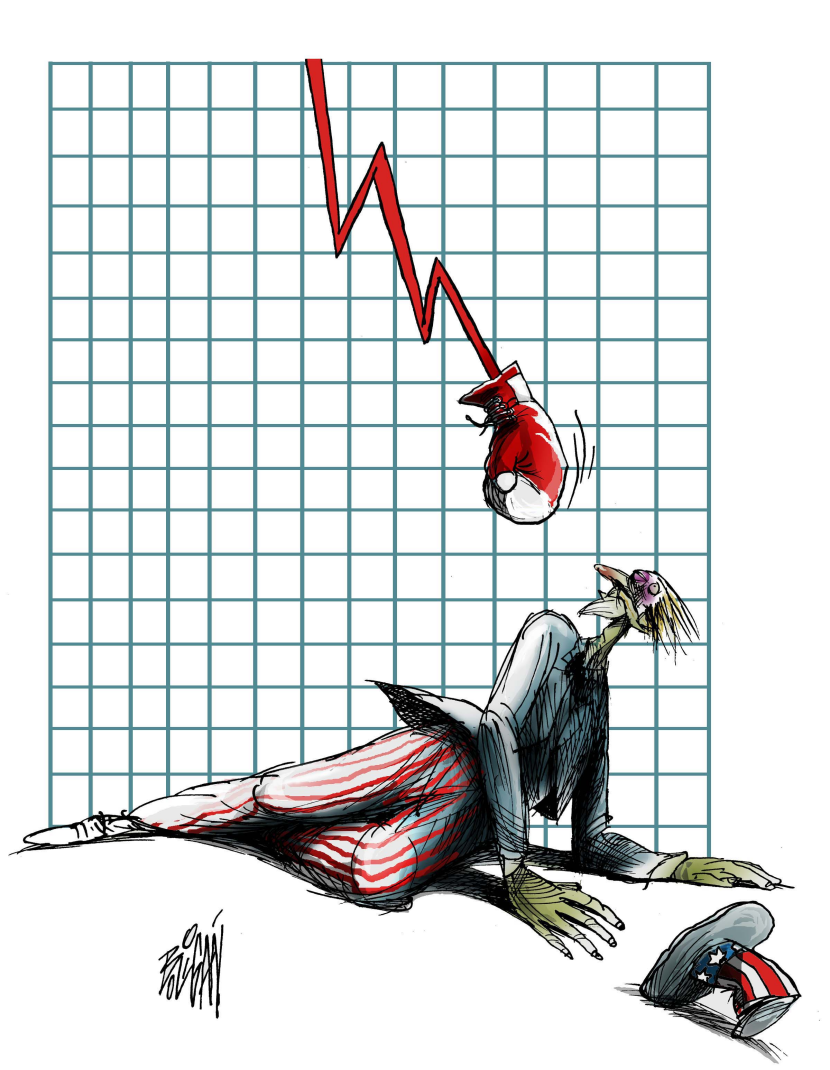 Uncle Sam Socked by Stock Market Color
