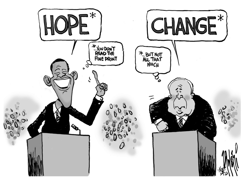 Obama McCain Hope and Change bw