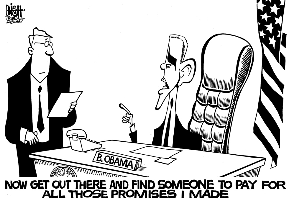Obamas first day in office, bw