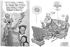 OBAMAS LITTLE HELPERS BW by John Cole