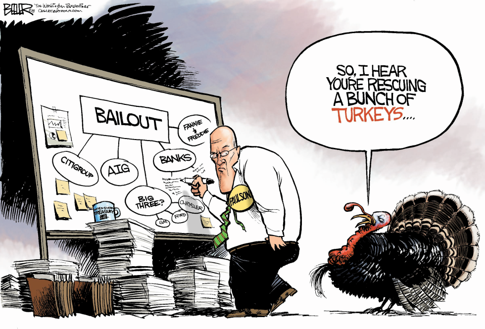  THANKSGIVING BAILOUT by Nate Beeler