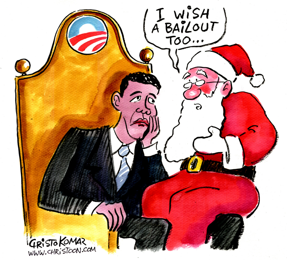 Santa on Obama's lap - COLOR