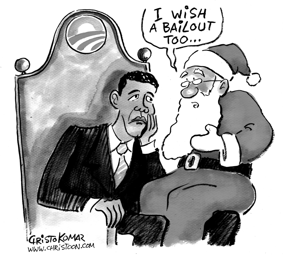 Santa on Obama's lap - GRAYSCALE