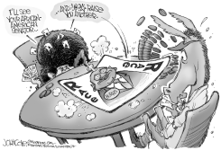 BLAGO PLAYS THE RACE CARD BW by John Cole