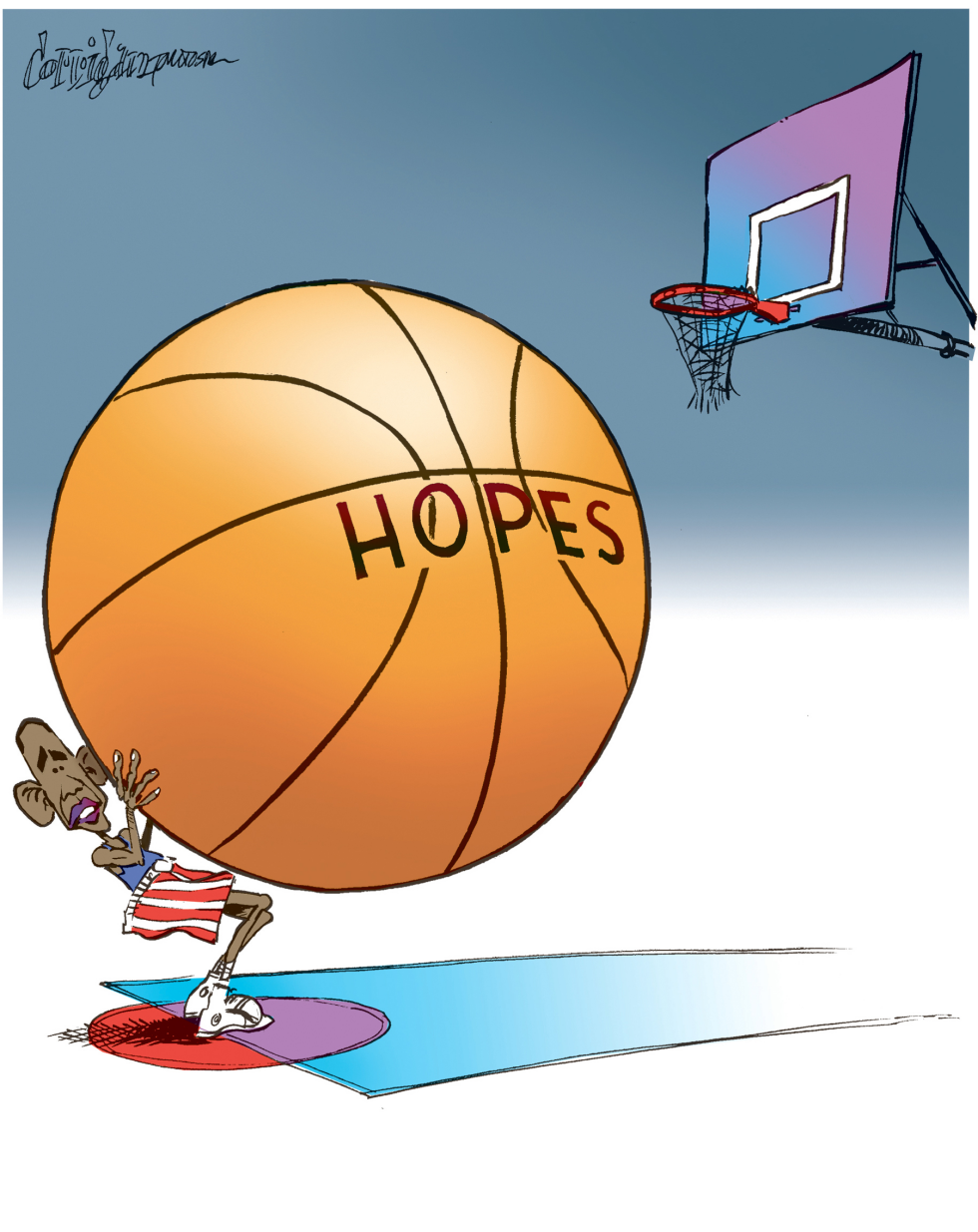 Obama shoots hopes