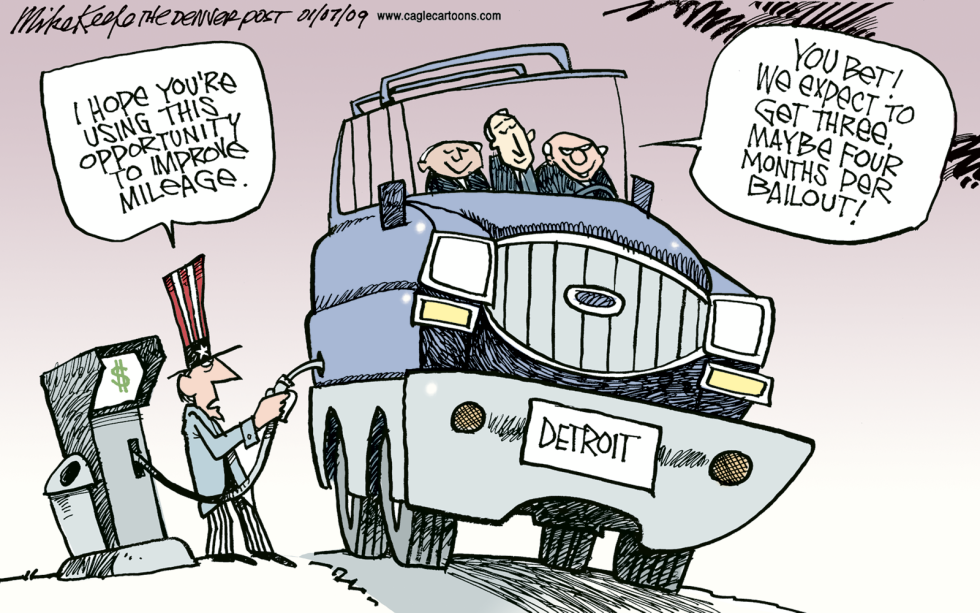  BAILOUT MILEAGE by Mike Keefe