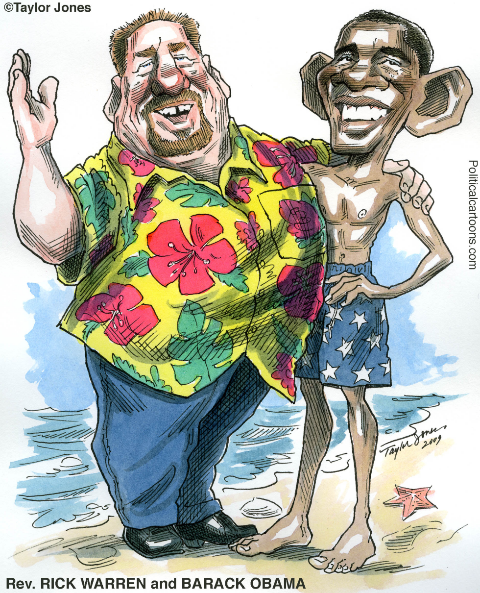 Obama and Rick Warren - COLOR