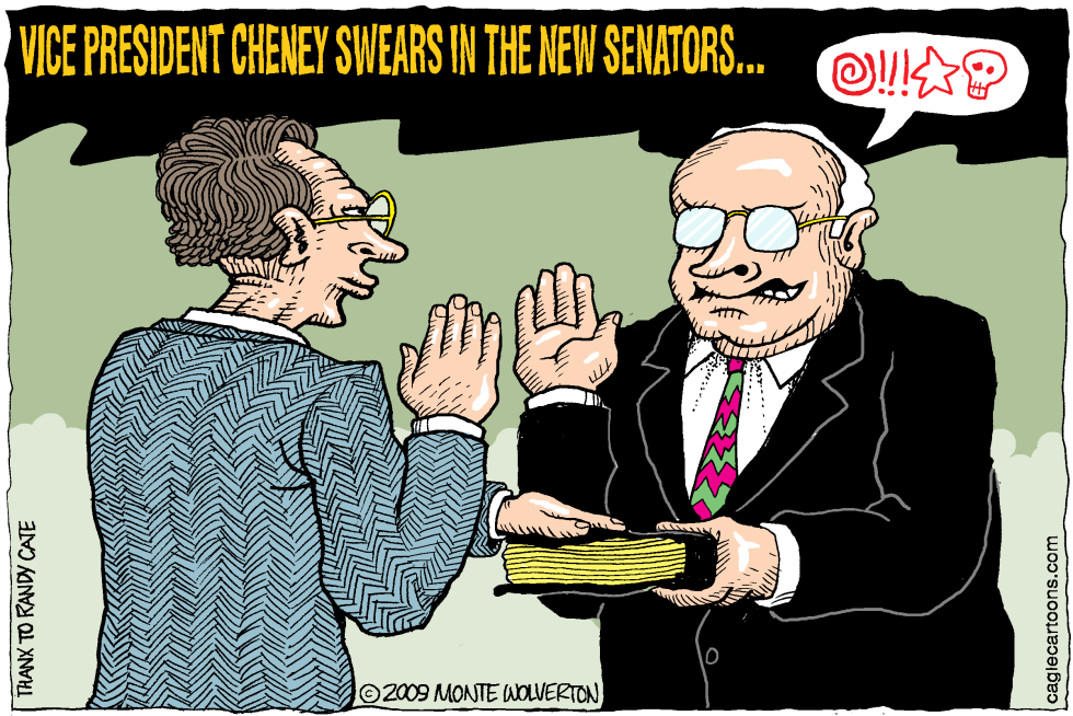  CHENEY SWEARS IN NEW SENATORS by Wolverton