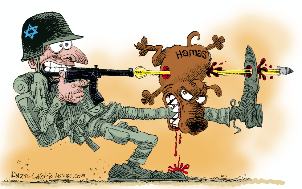  ISRAEL VS HAMAS - DISPARAR AL PERRO  by Daryl Cagle