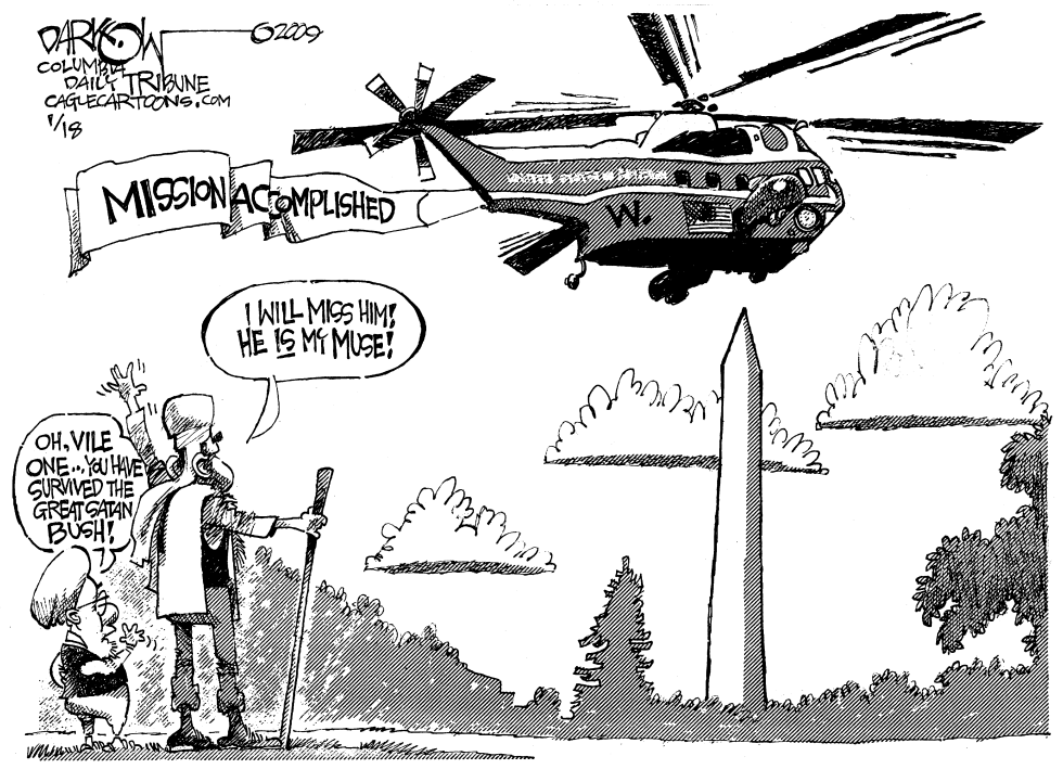  OSAMA SAYS GOODBYE TO BUSH by John Darkow