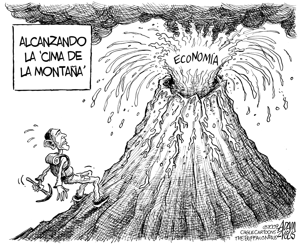  OBAMA ALCANZA LA CIMA DE LA MONTAñA by Adam Zyglis