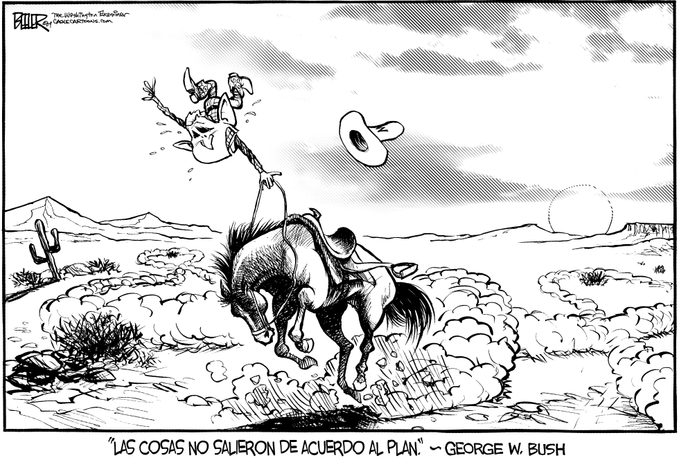 Bush cabalga hacia la puesta de Sol