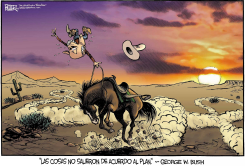 BUSH CABALGA HACIA LA PUESTA DE SOL /  by Nate Beeler