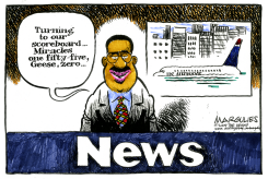 HUDSON RIVER PLANE LANDING  by Jimmy Margulies