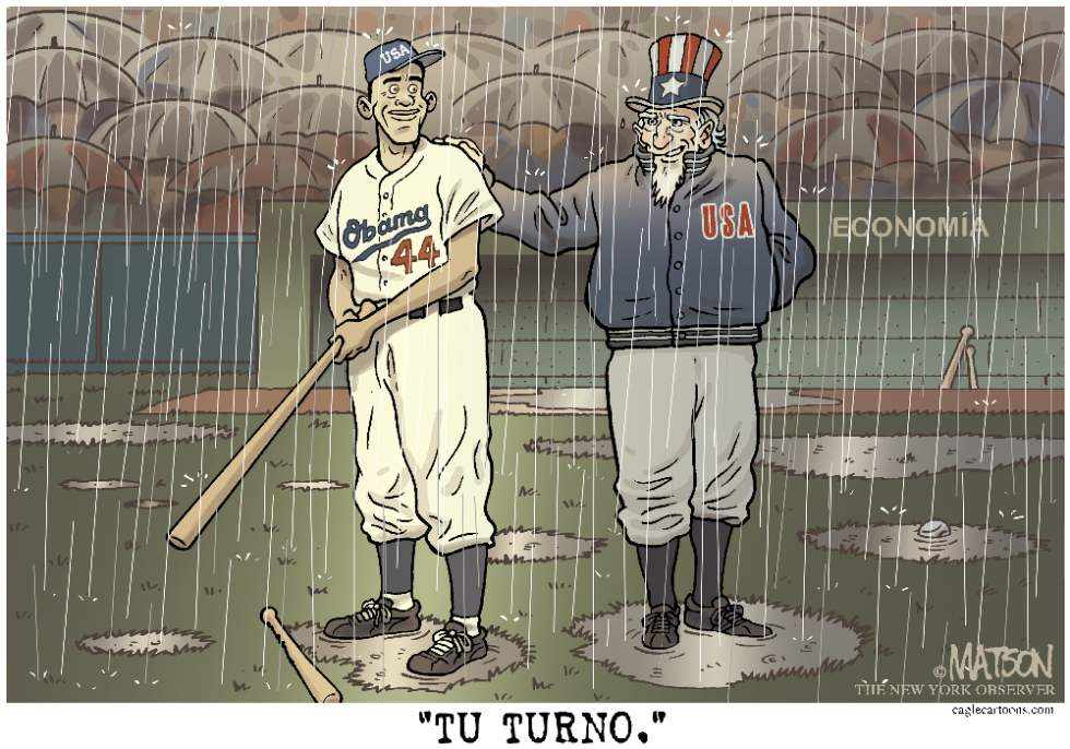 La primera vez al bat de Obama / COLOR
