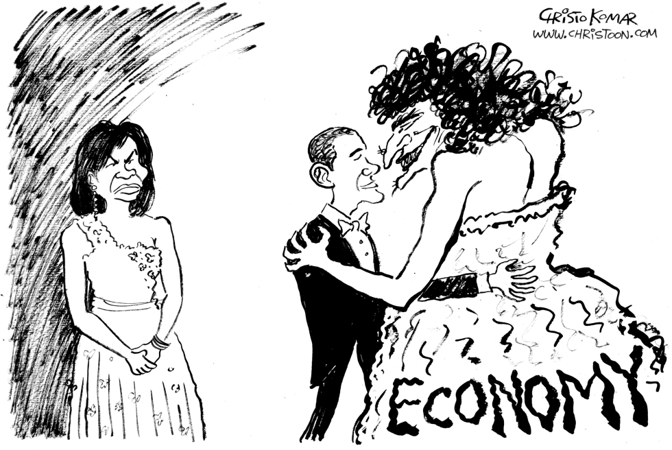 Obama's First Dance after the Inaugural Ball - B&W