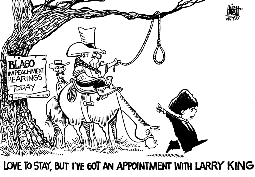 BLAGOJEVICH ON THE RUN, b/w