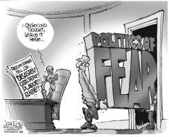 POLITICS OF ECONOMIC FEAR BW by John Cole
