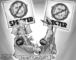 SPECTER BUILDS BIPARTISANSHIP BW by John Cole