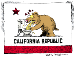 CALIFORNIA BUDGET PUKE  by Daryl Cagle