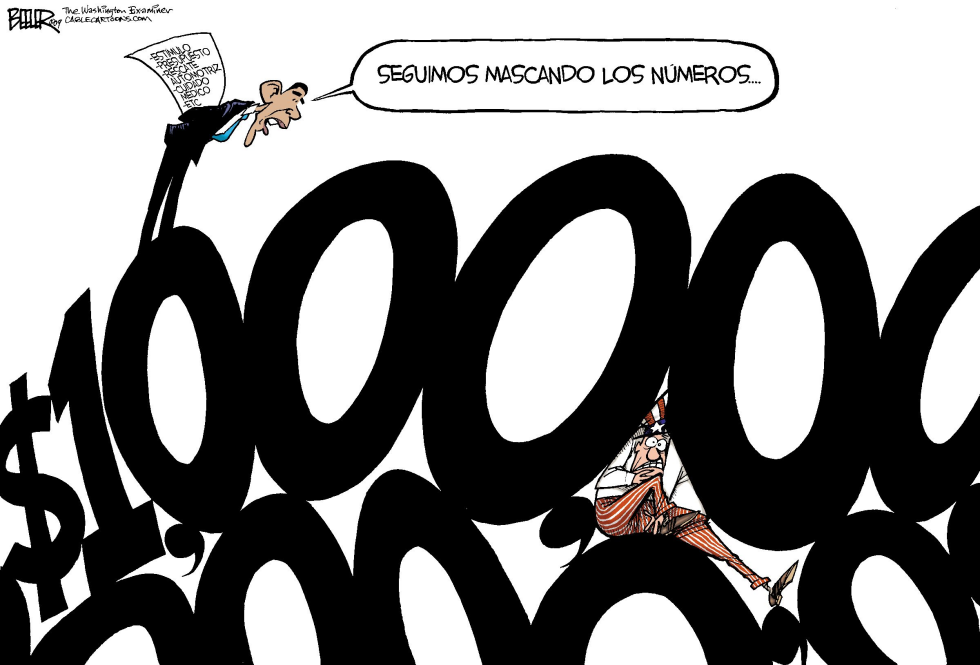  OBAMA MASCANDO NUMEROS  by Nate Beeler