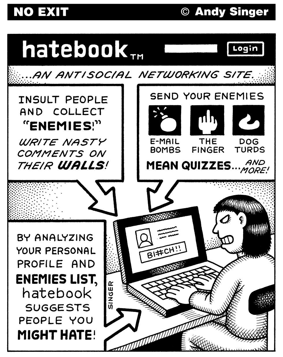 Hatebook parody of Facebook