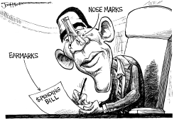 SIGNING EARMARKS by Joe Heller