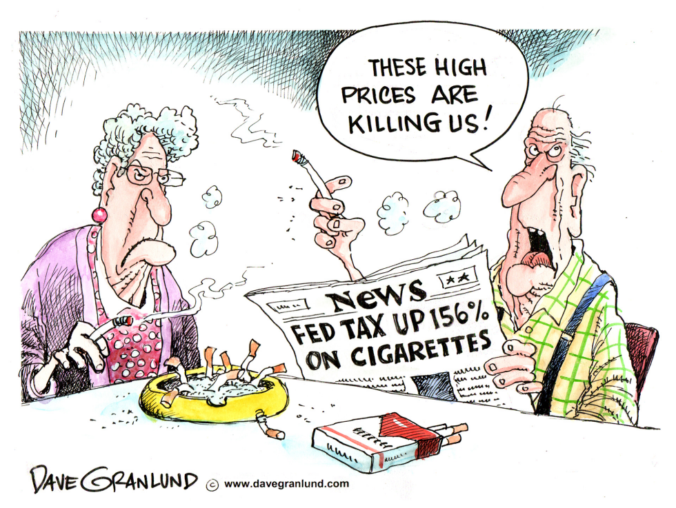  FEDERAL TAX HIKE ON CIGARETTES by Dave Granlund