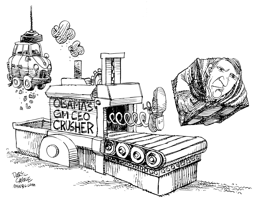  G.M. C.E.O. CRUSHED INTO A CUBE by Daryl Cagle