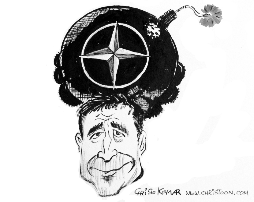 Anders Fogh Rasmussen caricature - B&W