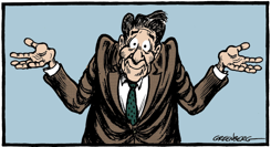 REAGAN SHRUG CARICATURE by Steve Greenberg