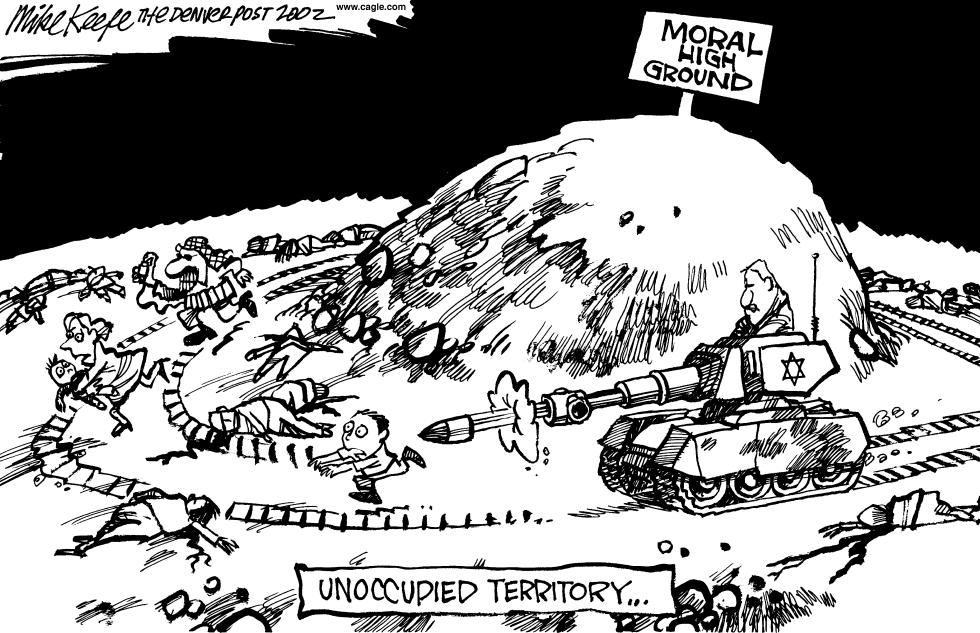  ISRAEL MORAL HIGH GROUND by Mike Keefe