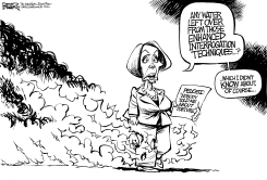 PELOSI PANTS ON FIRE by Nate Beeler
