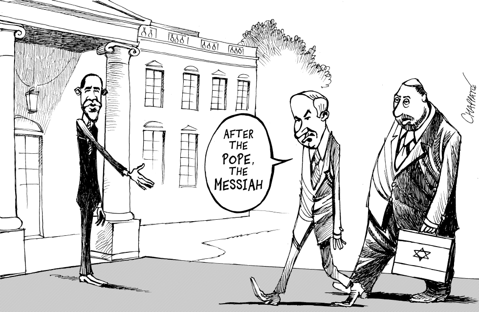  NETANYAHU MEETS OBAMA by Patrick Chappatte