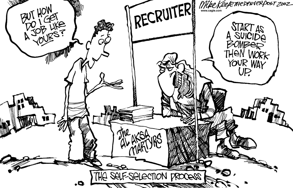  SUICIDE RECRUITER by Mike Keefe