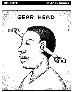 BICYCLE GEAR HEAD by Andy Singer