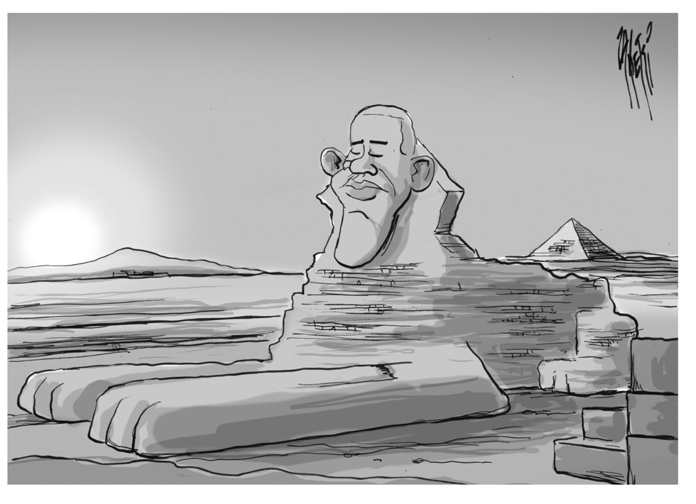 Obama in the Middle East bw
