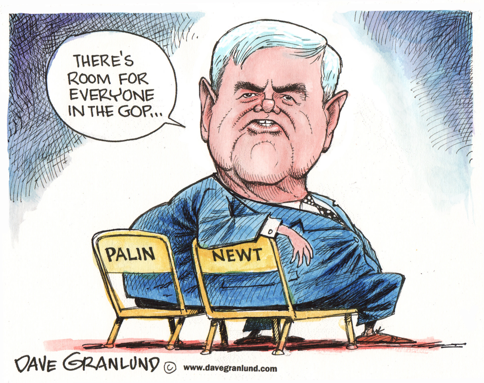  NEWT GINGRICH AND SARAH PALIN by Dave Granlund