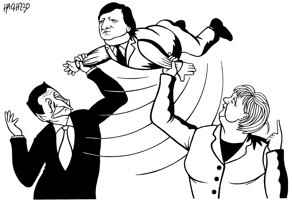  BARROSO, SARKO, MERKEL by Rainer Hachfeld