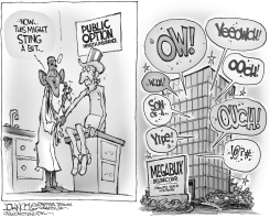OBAMA AND HEALTH INSURERS BW by John Cole
