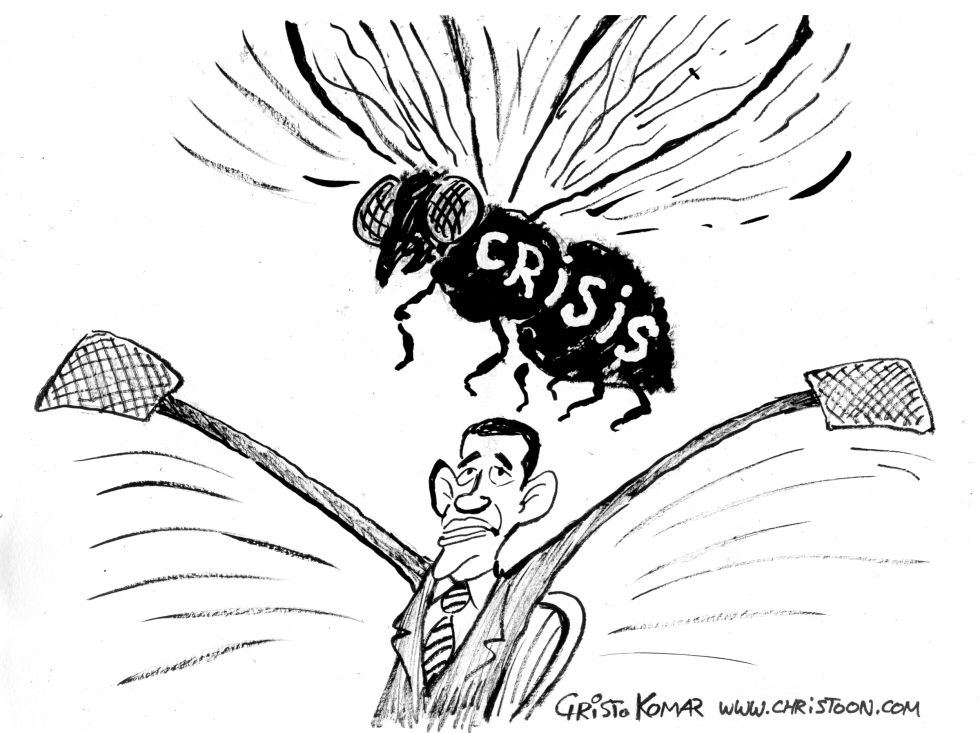 Obama the flyswatter - B&W