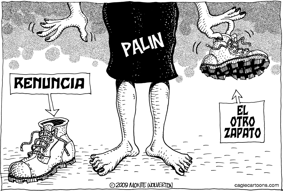  PALIN ESPERANDO PARA ARROJAR EL OTRO ZAPATO by Wolverton