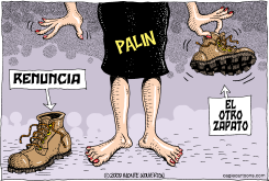 PALIN ESPERANDO PARA ARROJAR EL OTRO ZAPATO / by Monte Wolverton