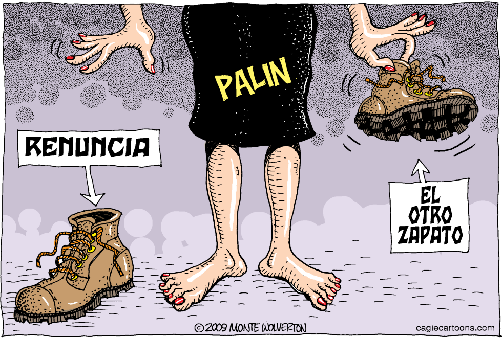  PALIN ESPERANDO PARA ARROJAR EL OTRO ZAPATO  by Wolverton