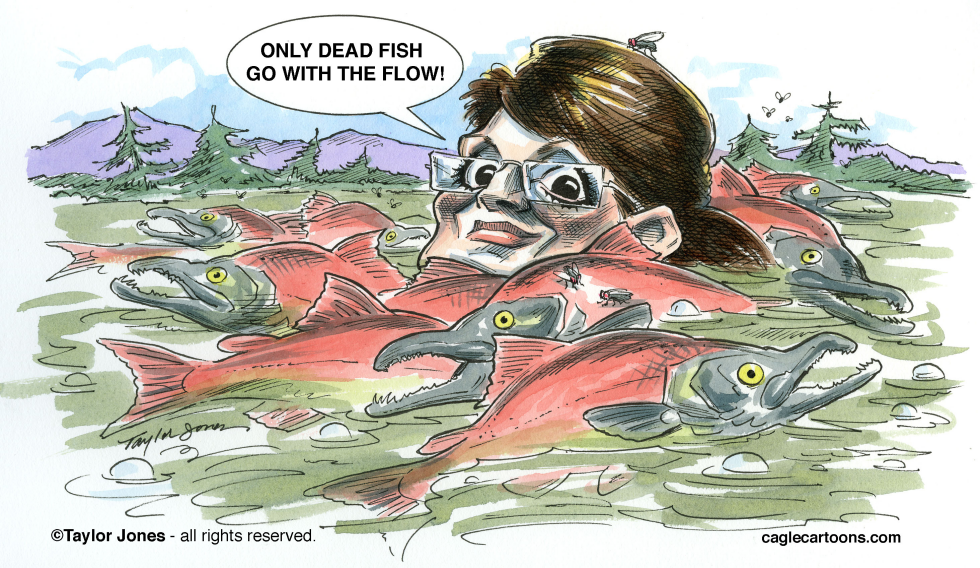 Sarah Palin Salmon Run - COLOR